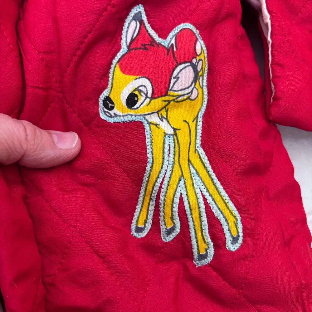 Vintage Walt Disney Bambi Red Japanese‎ Kimono Robe Quilted 2pc Applique 1-3yr